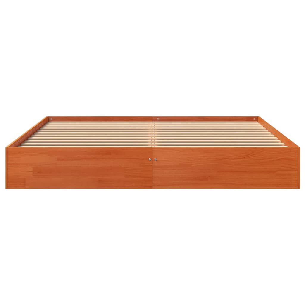Bed Frame without Mattress Wax Brown 160x200 cm Solid Wood Pine