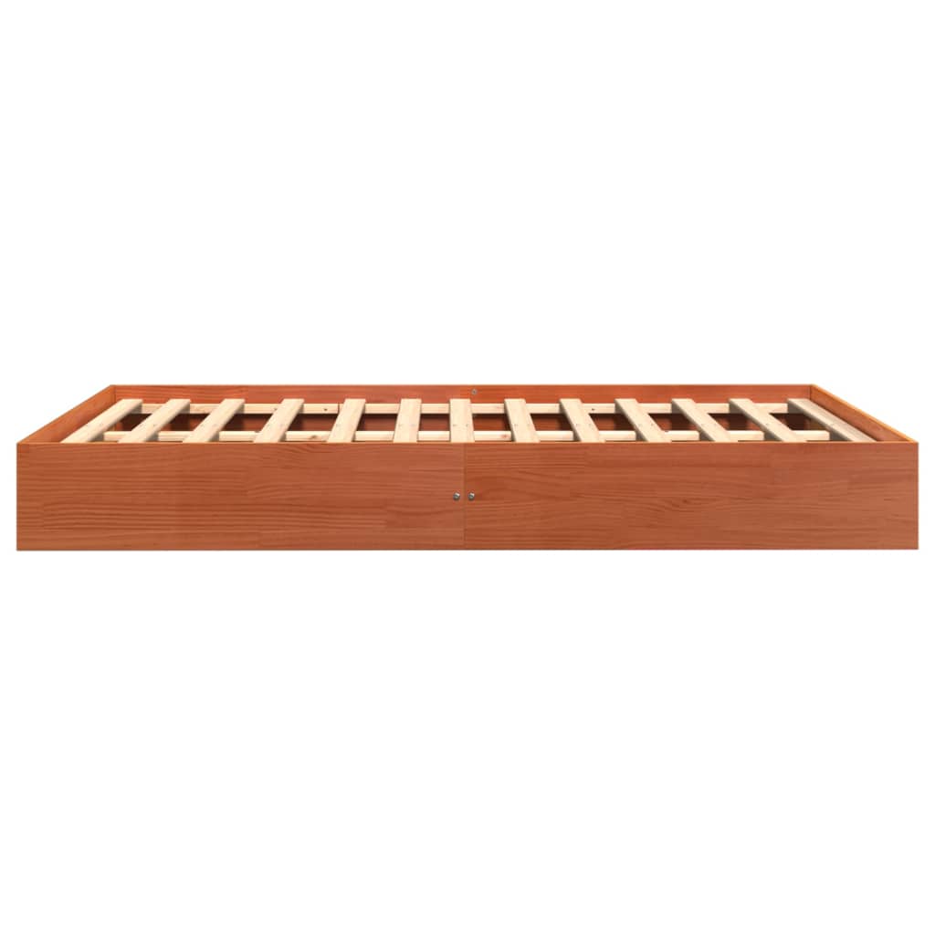 Bed Frame without Mattress Wax Brown 140x200 cm Solid Wood Pine