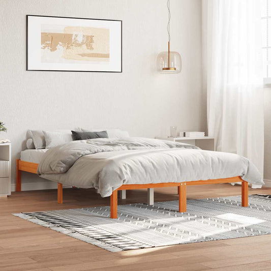 Bed Frame without Mattress Wax Brown 120x190 cm Small Double Solid Wood Pine