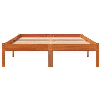 Bed Frame without Mattress Wax Brown 135x190 cm Double Solid Wood Pine