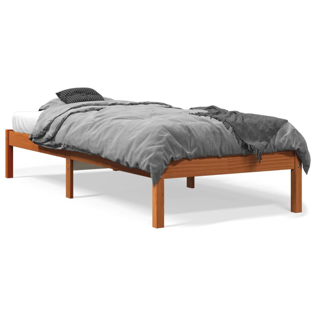 Bed Frame without Mattress Wax Brown 100x200 cm Solid Wood Pine