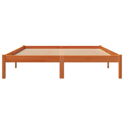 Bed Frame without Mattress Wax Brown 150x200 cm King Size Solid Wood Pine
