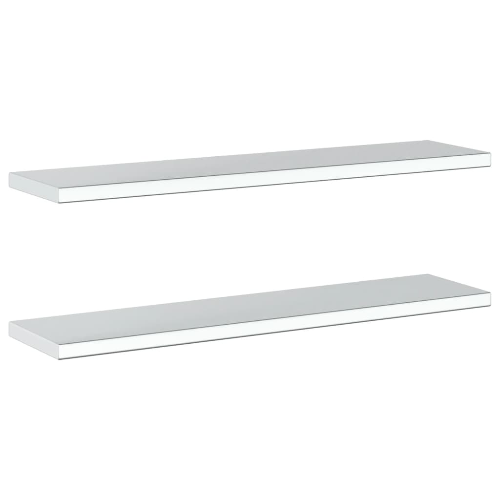 Wall Shelves 2 pcs 100x23.5x3 cm Silver Stainless Steel