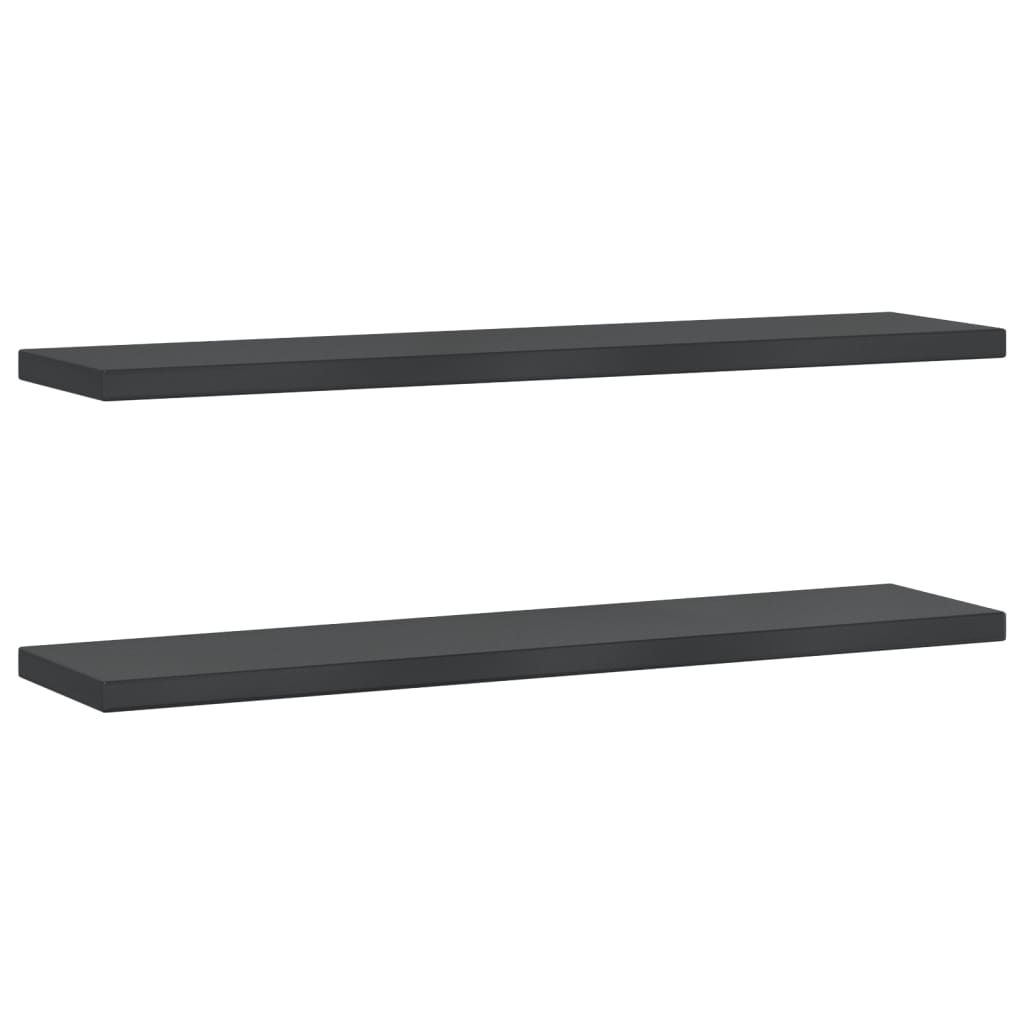 Wall Shelves 2 pcs 100x23.5x3 cm Black Stainless Steel