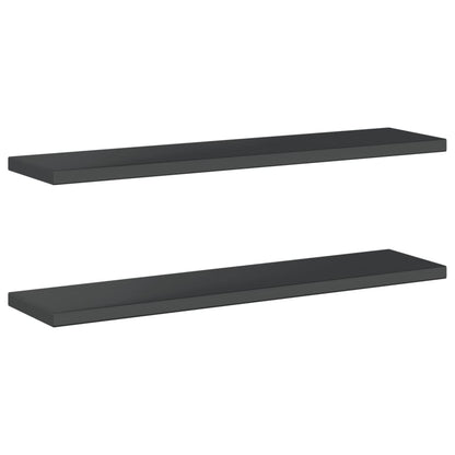 Wall Shelves 2 pcs 100x23.5x3 cm Black Stainless Steel