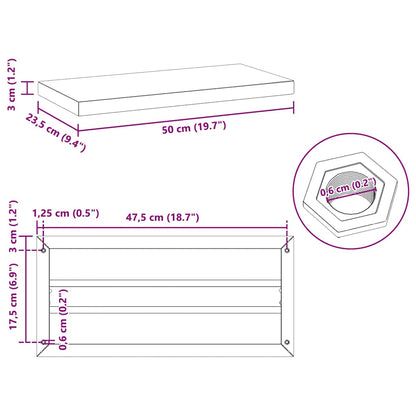 Wall Shelves 2 pcs 50x23.5 cm Black Stainless Steel