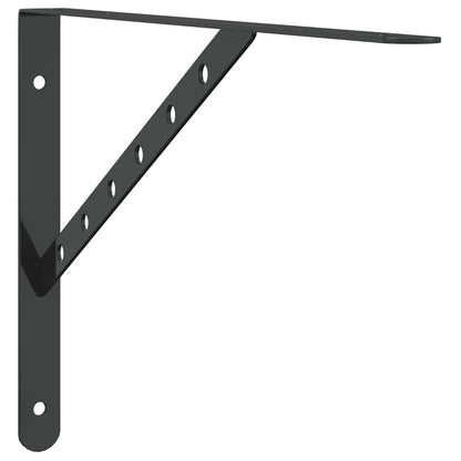 Shelf Brackets 4 pcs 40x2.5x25 cm Black Stainless Steel