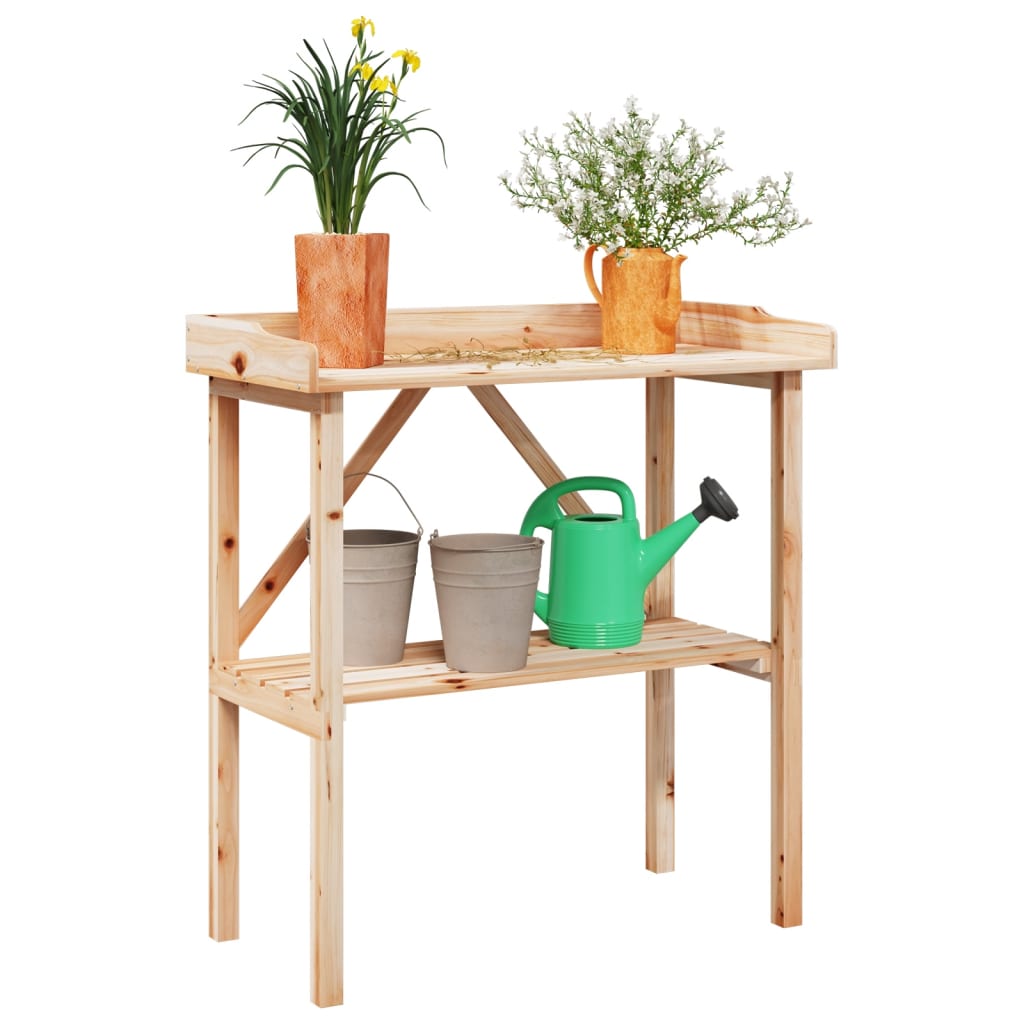 Plant Table with Shelf 78x38x82.5 cm Solid Wood Fir