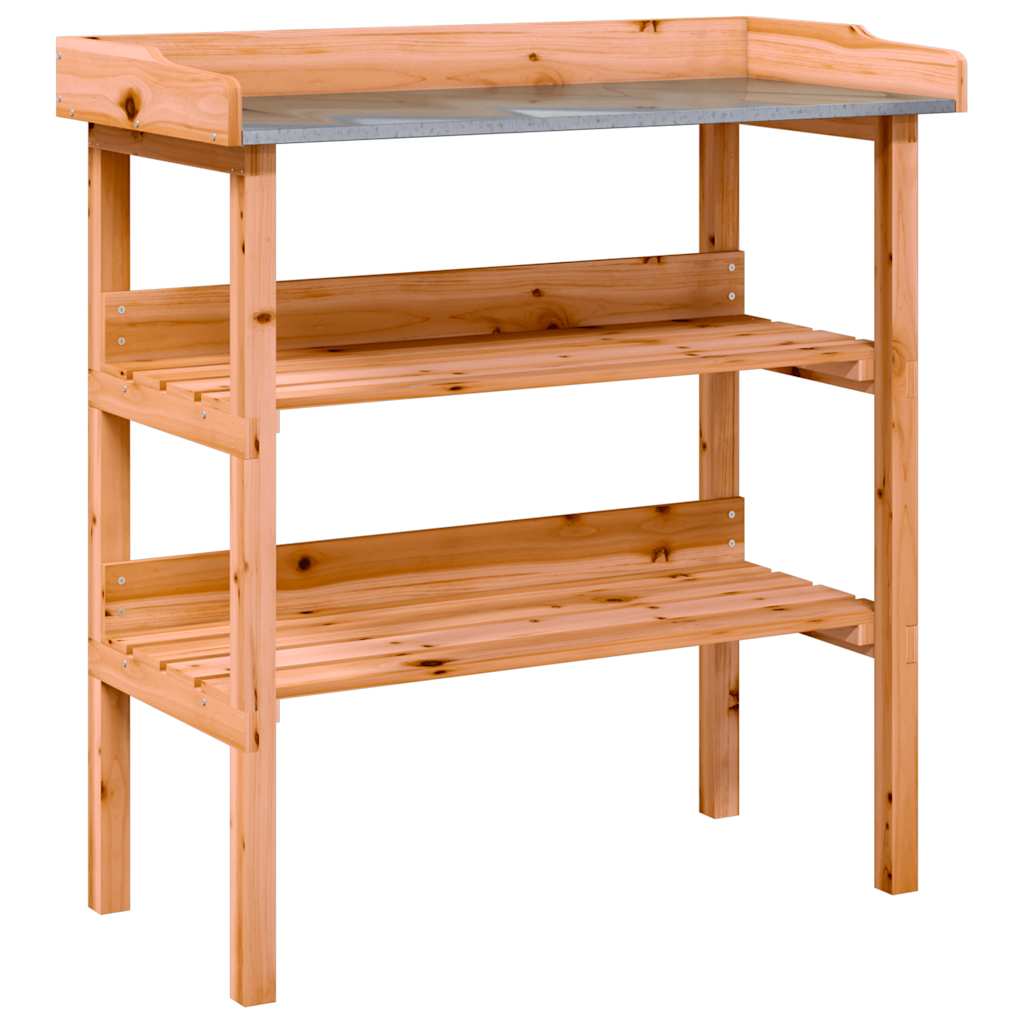 Plant Table with Shelves Brown 78x38x82.5 cm Solid Wood Fir