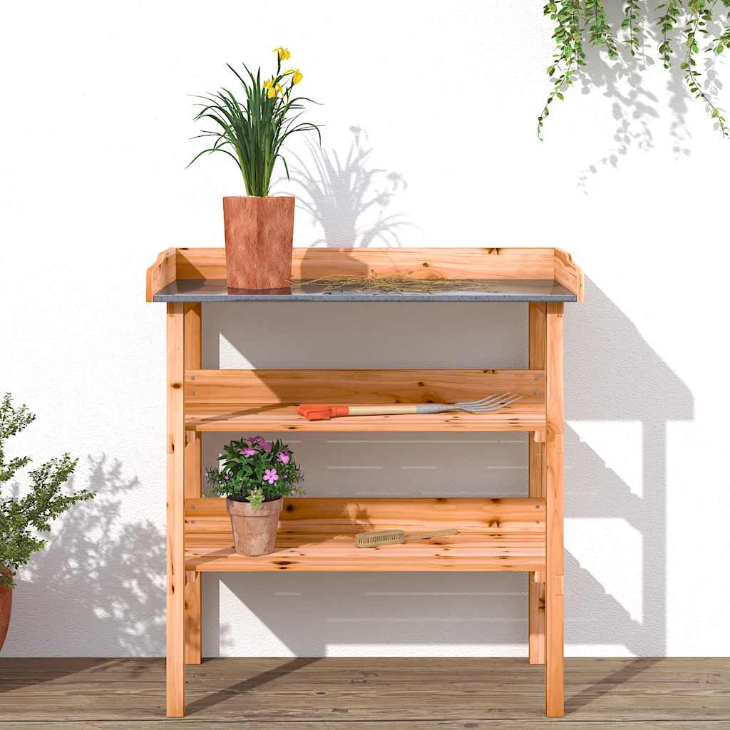 Plant Table with Shelves Brown 78x38x82.5 cm Solid Wood Fir