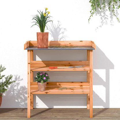 Plant Table with Shelves Brown 78x38x82.5 cm Solid Wood Fir