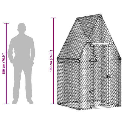 Chicken Cage Silver 100x100x190 cm Galvanised Steel