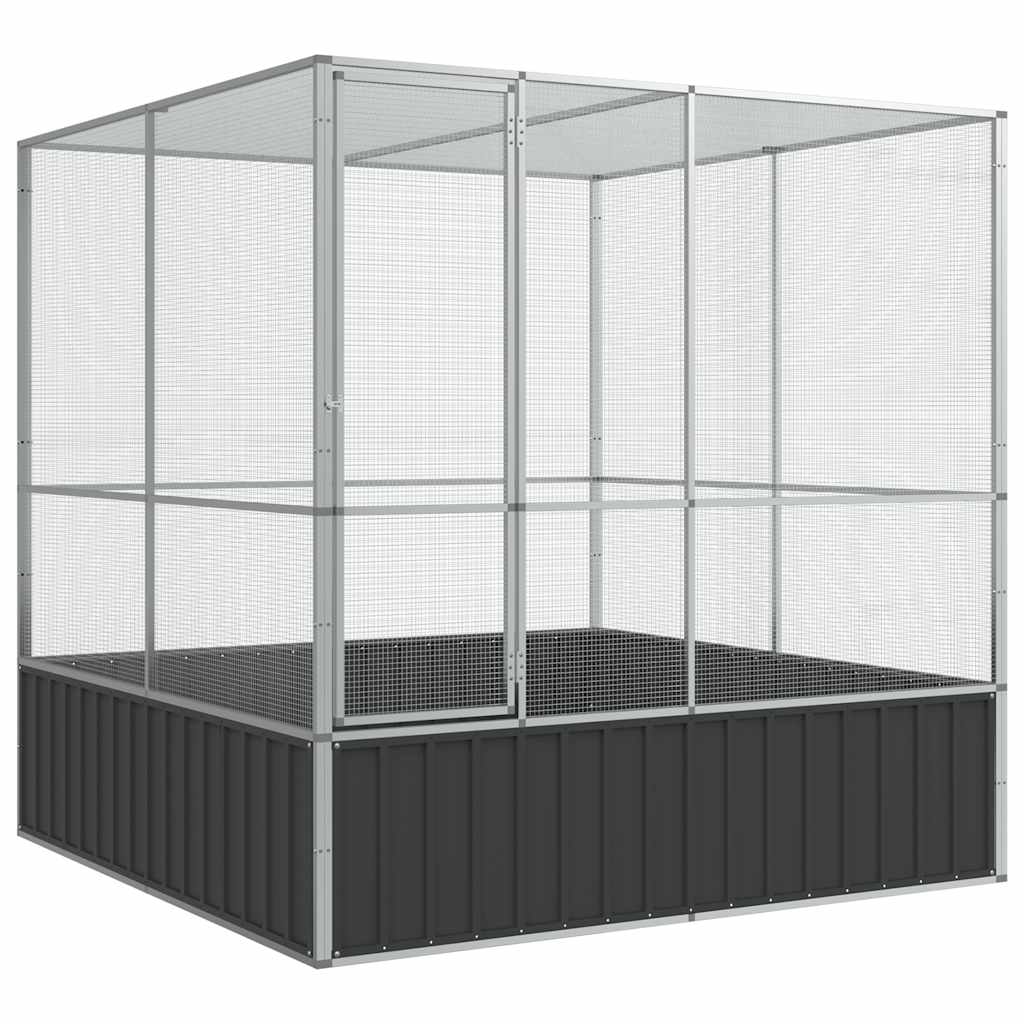 Aviary Silver Galvanized steel Large Locks Aviary Rectangular