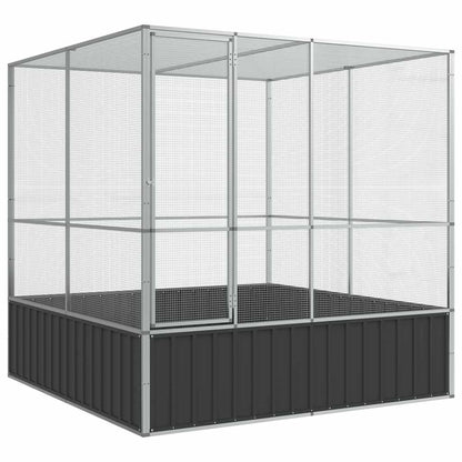 Aviary Silver Galvanized steel Large Locks Aviary Rectangular