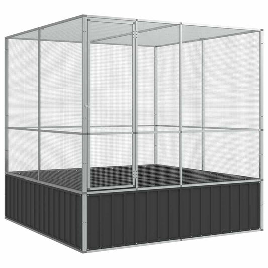 Aviary Silver Galvanized steel Large Locks Aviary Rectangular