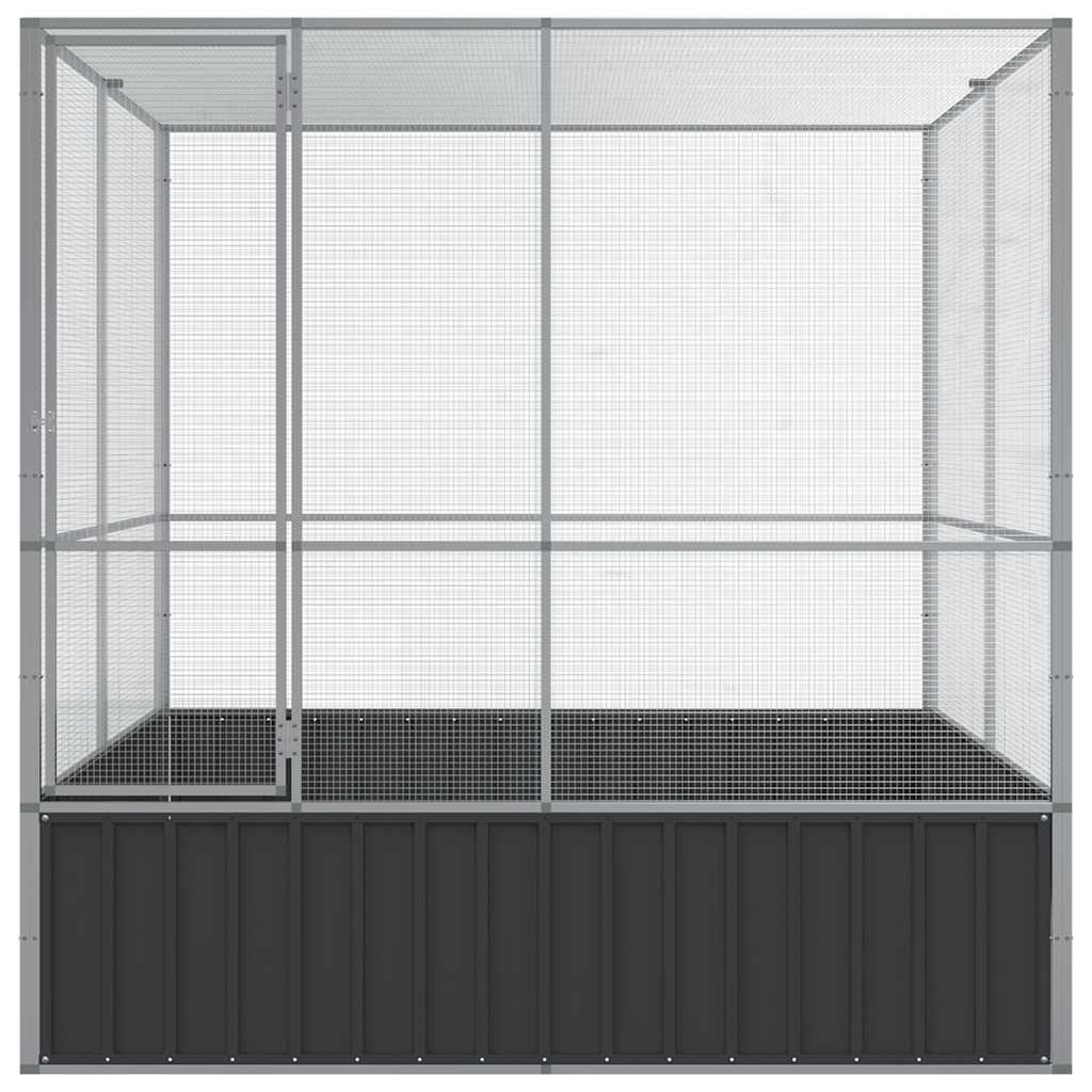 Aviary Silver Galvanized steel Large Locks Aviary Rectangular