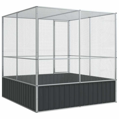Aviary Silver Galvanized steel Large Locks Aviary Rectangular