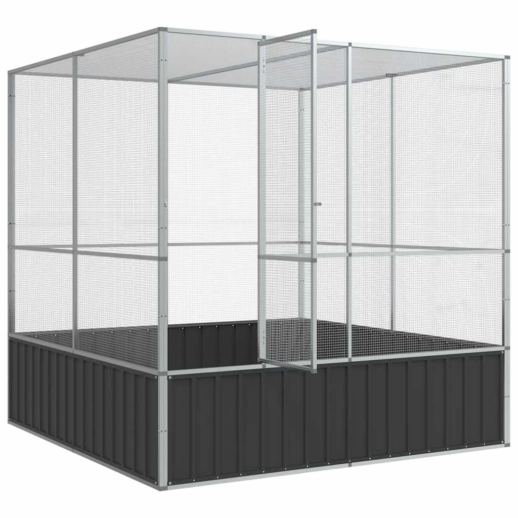 Aviary Silver Galvanized steel Large Locks Aviary Rectangular