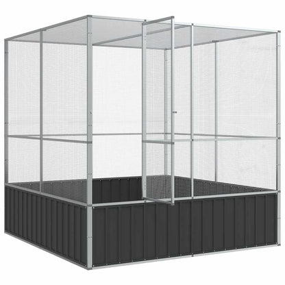 Aviary Silver Galvanized steel Large Locks Aviary Rectangular