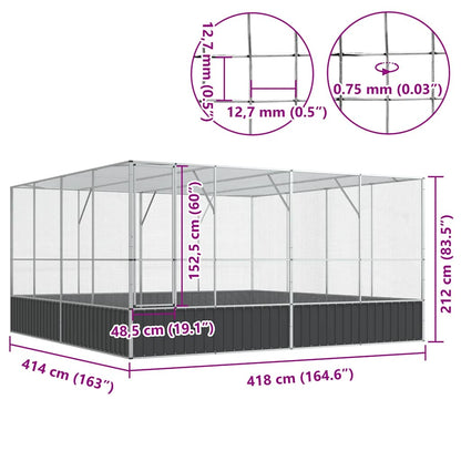 Aviary Silver Galvanized steel Large Durable Aviary
