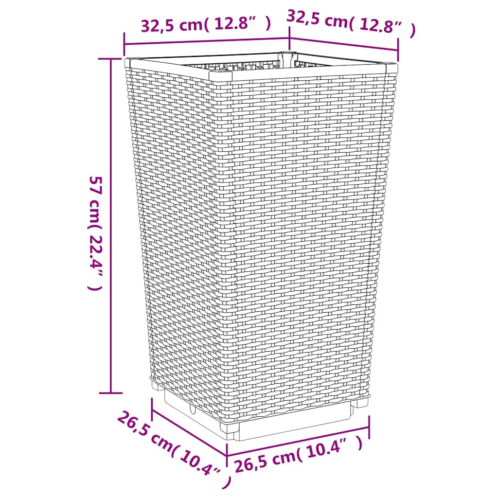 Garden Planters 4 pcs Blue Grey 32.5x32.5x57 cm PP