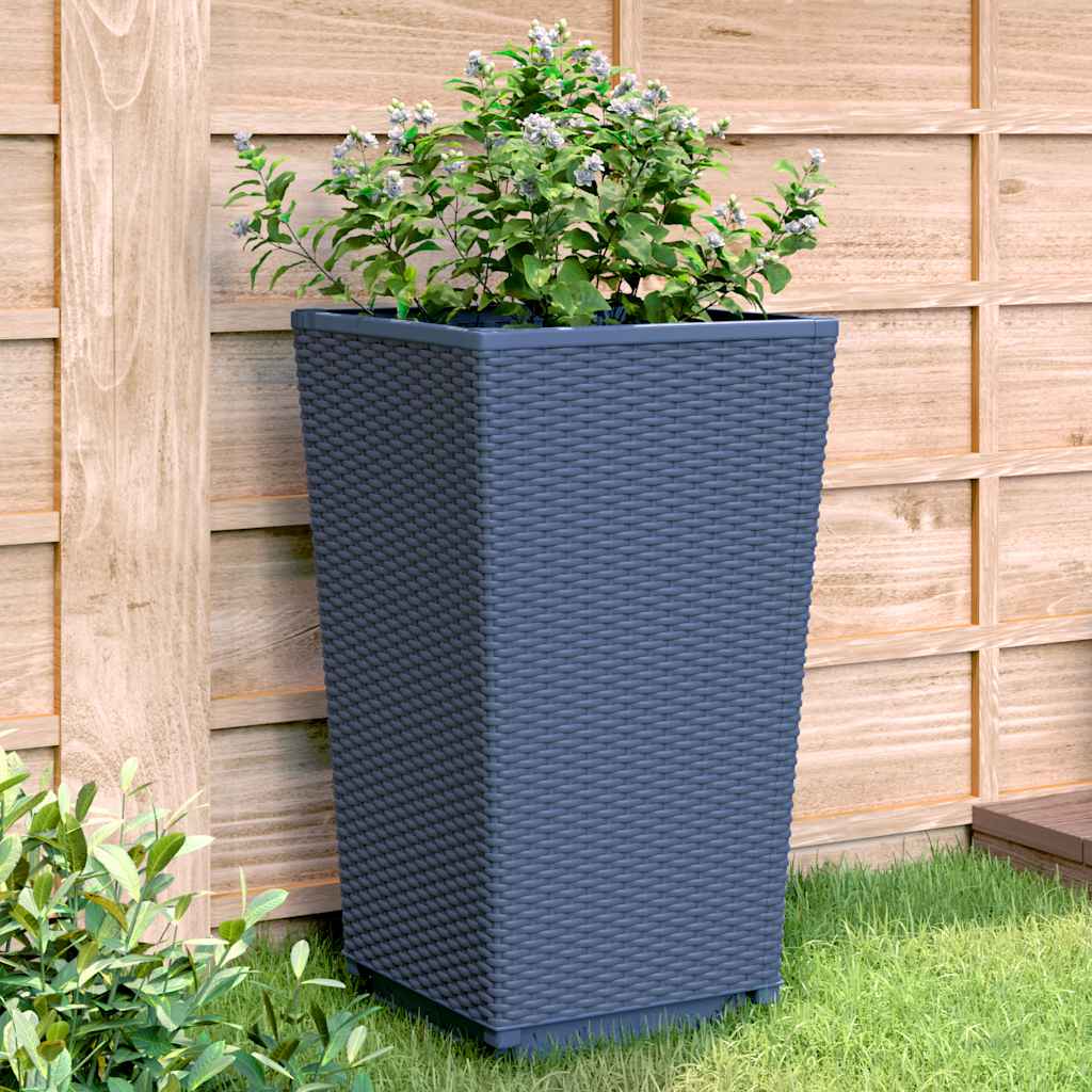 Garden Planters 4 pcs Blue Grey 32.5x32.5x57 cm PP