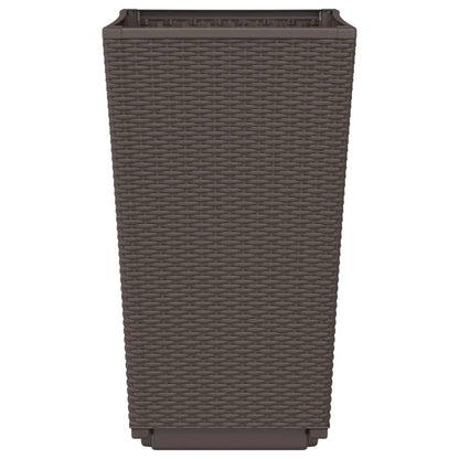 Garden Planters 4 pcs Brown 32.5x32.5x57 cm PP