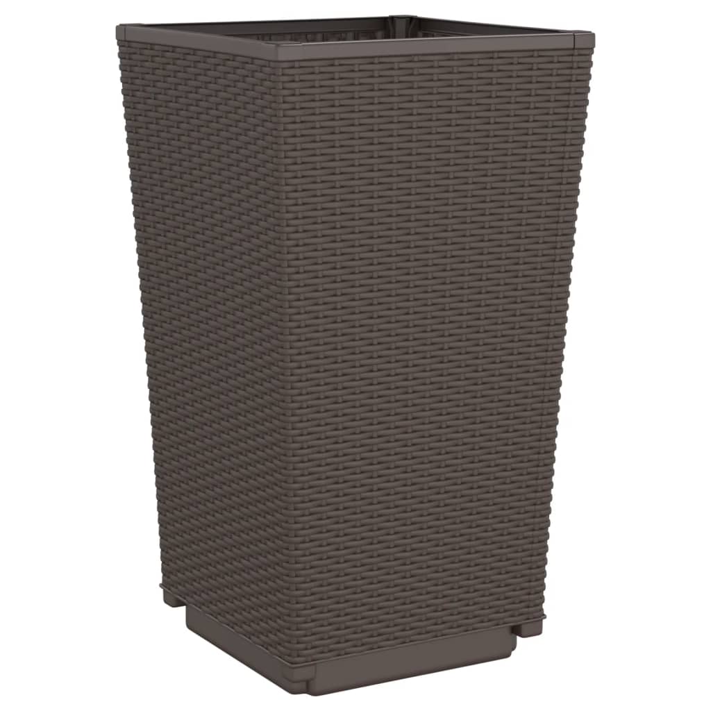 Garden Planters 4 pcs Brown 32.5x32.5x57 cm PP