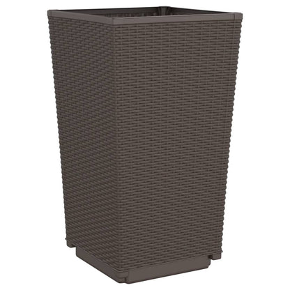 Garden Planters 4 pcs Brown 32.5x32.5x57 cm PP