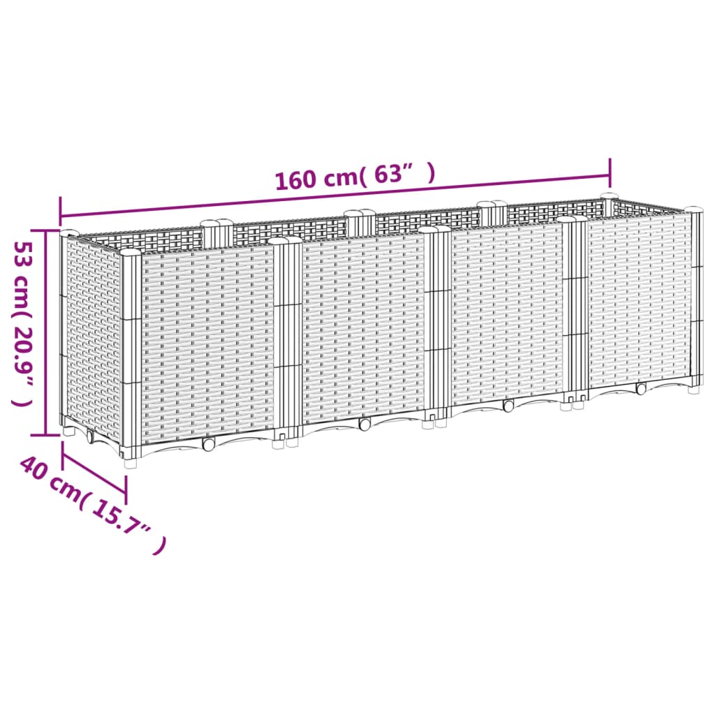 Garden Planter White 63"x15.7"x20.9" PP