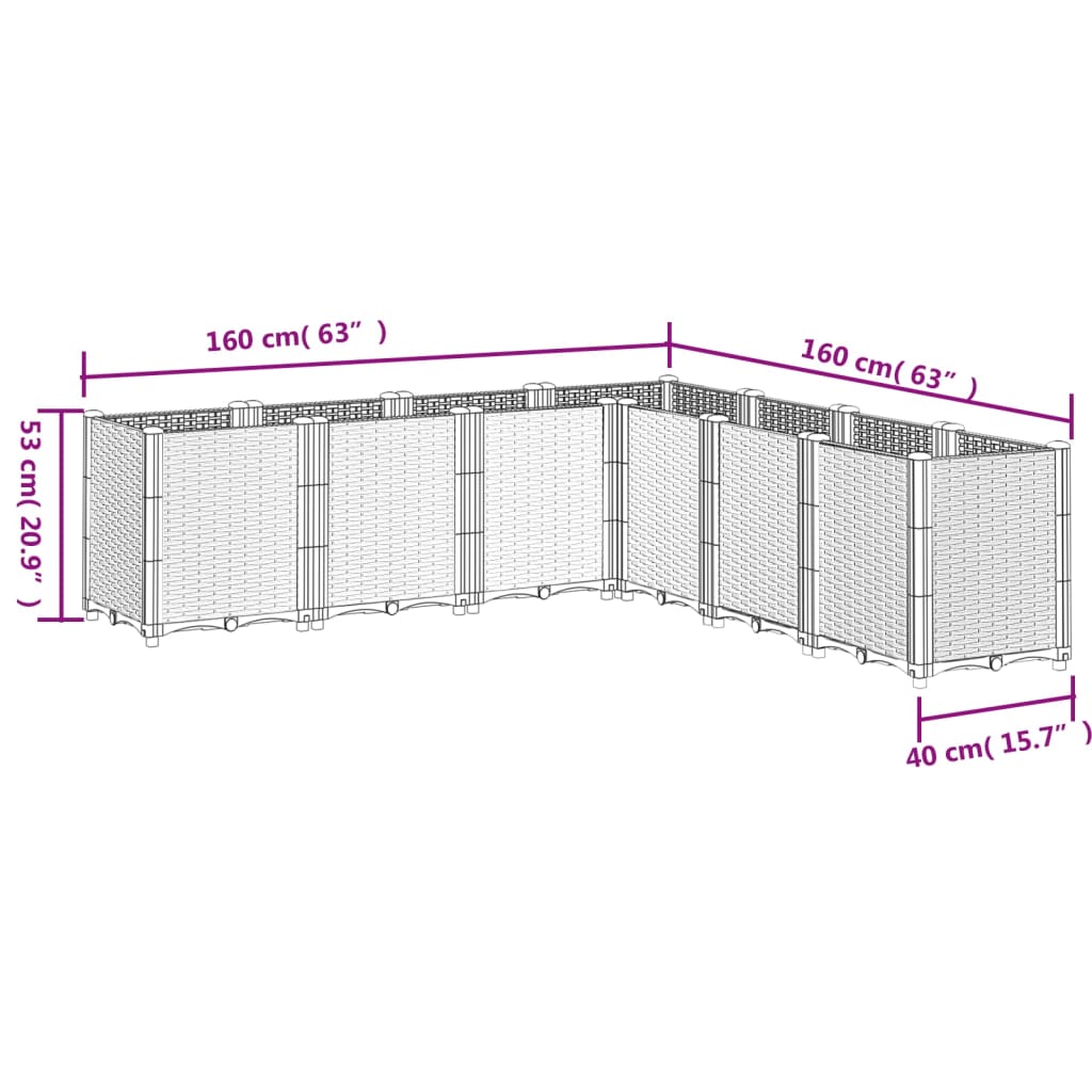 Garden Planter White 160x160x53 cm PP