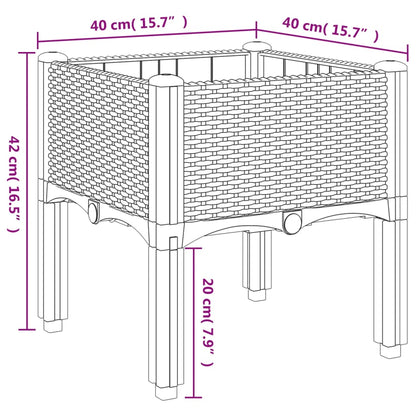 Garden Planter with Legs Brown 40x40x42 cm PP