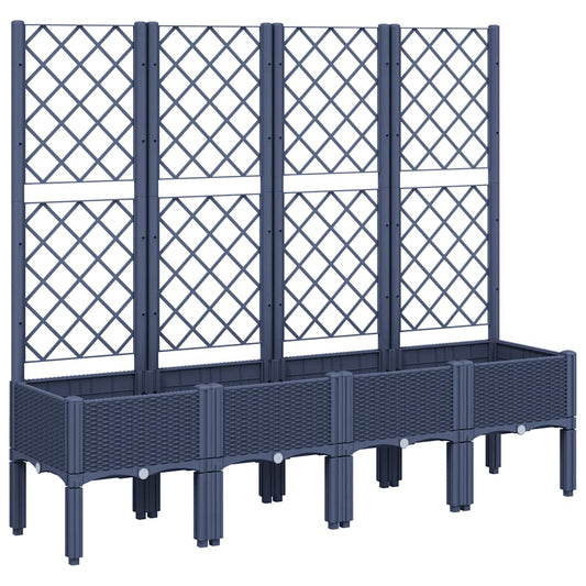 Garden Planter with Trellis Blue Grey 160x40x142 cm PP