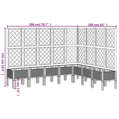 Garden Planter with Trellis Light Grey 200x160x142 cm PP
