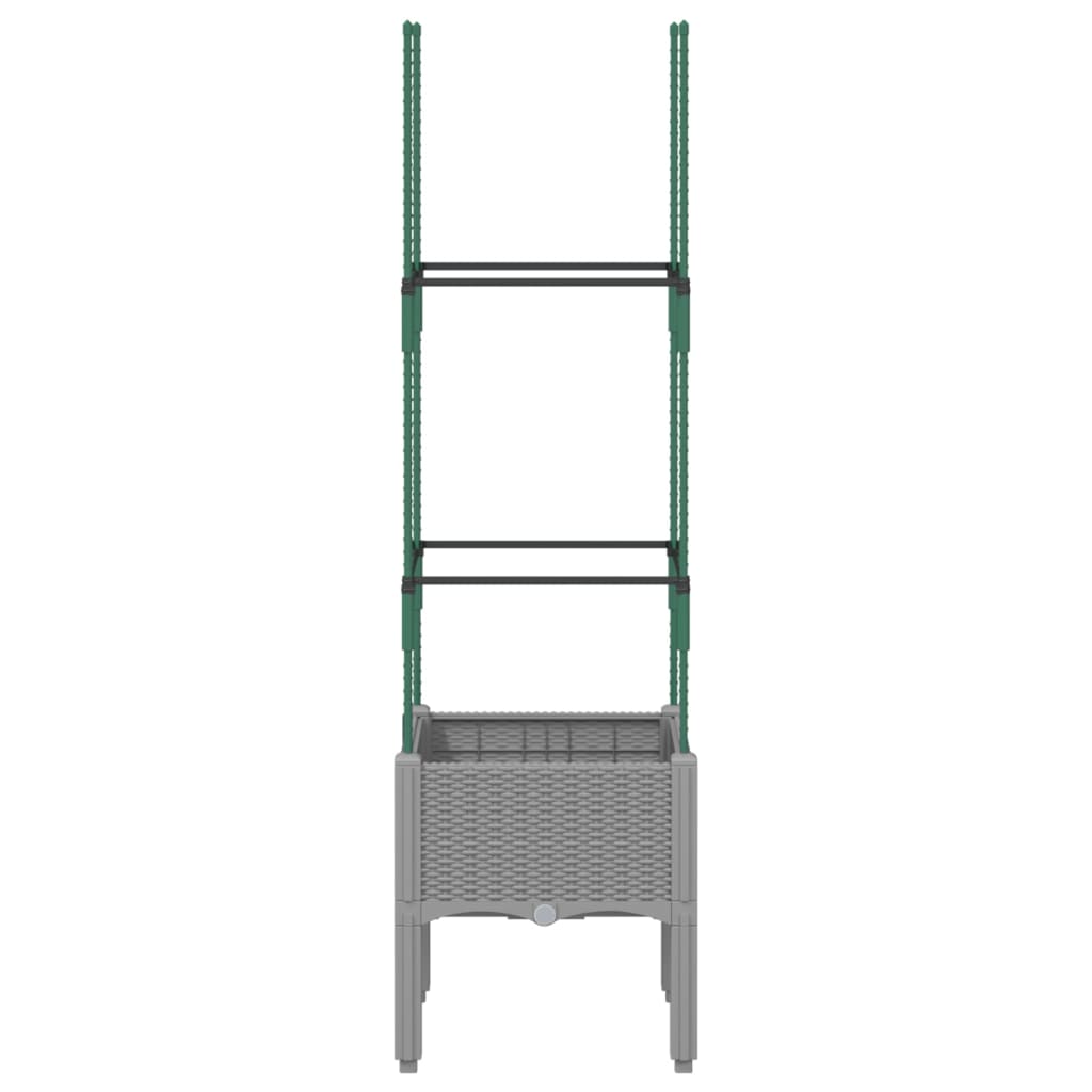 Garden Planter with Trellis Light Grey 40x40x142.5 cm PP