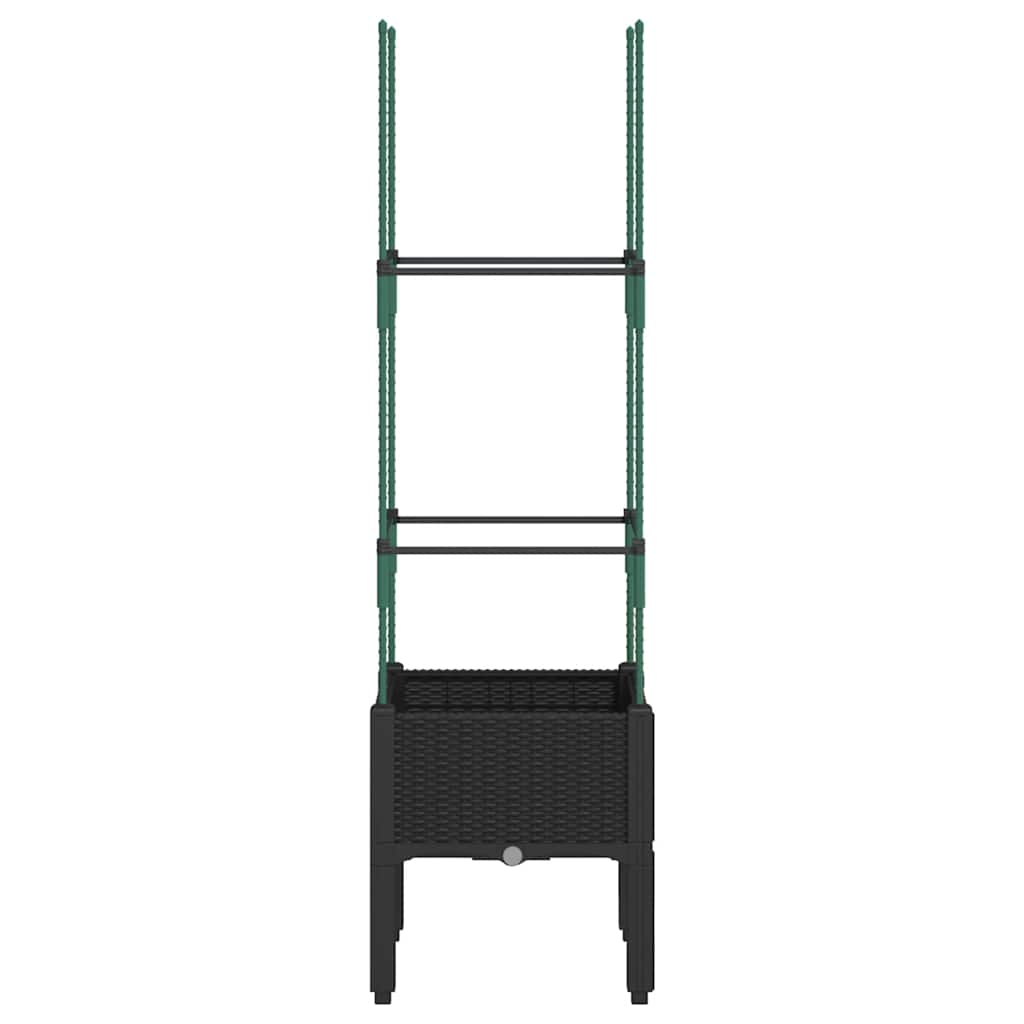 Garden Planter with Trellis Black 40x40x142.5 cm PP