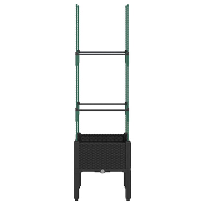 Garden Planter with Trellis Black 40x40x142.5 cm PP