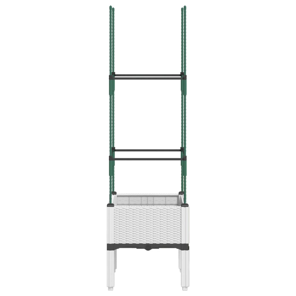 Garden Planter with Trellis White 40x40x142.5 cm PP