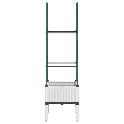 Garden Planter with Trellis White 40x40x142.5 cm PP