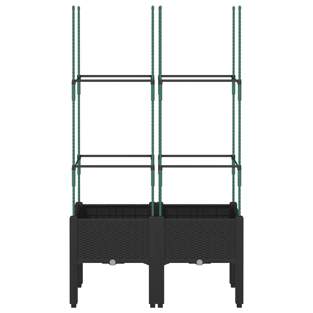 Garden Planter with Trellis Black 80x40x142.5 cm PP