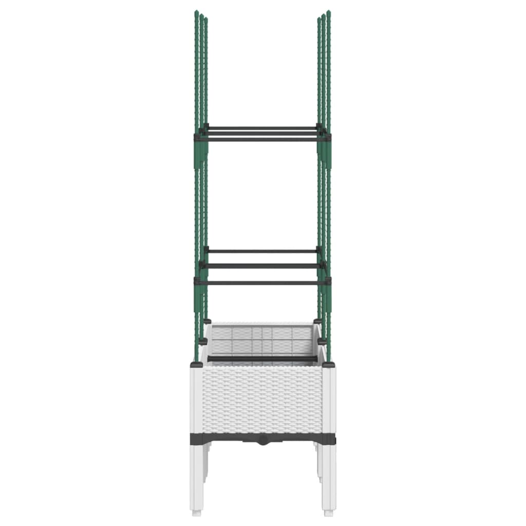 Garden Planter with Trellis White 80x40x142.5 cm PP