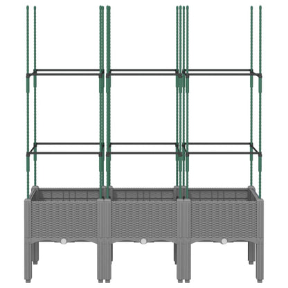 Garden Planter with Trellis Light Grey 120x40x142.5 cm PP