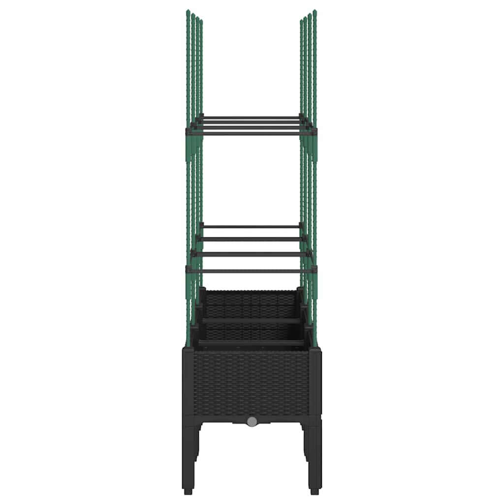Garden Planter with Trellis Black 120x40x142.5 cm PP