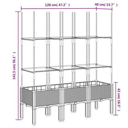 Garden Planter with Trellis Black 120x40x142.5 cm PP