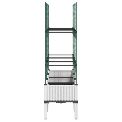 Garden Planter with Trellis White 120x40x142.5 cm PP