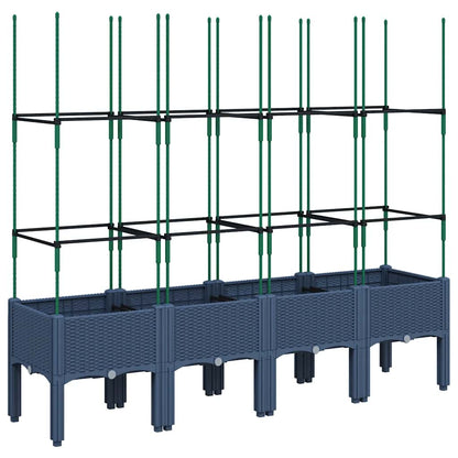 Garden Planter with Trellis Blue Grey 160x40x142.5 cm PP
