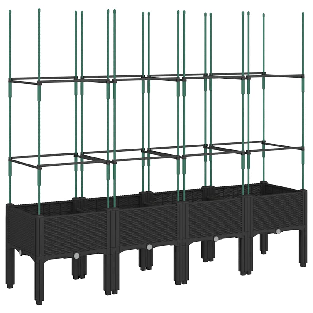 Garden Planter with Trellis Black 160x40x142.5 cm PP