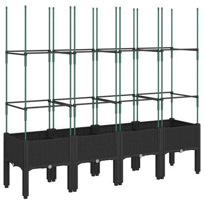 Garden Planter with Trellis Black 160x40x142.5 cm PP