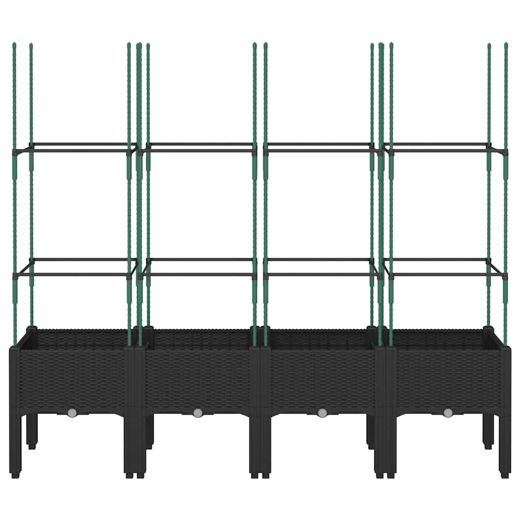 Garden Planter with Trellis Black 160x40x142.5 cm PP