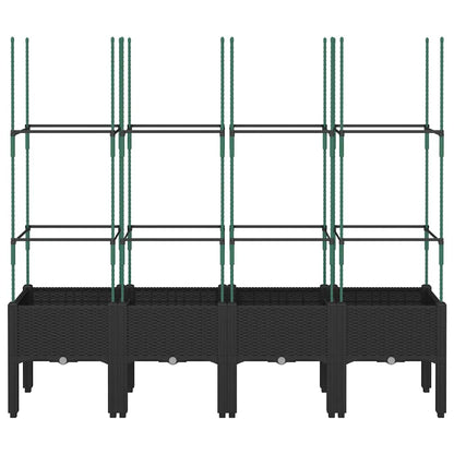 Garden Planter with Trellis Black 160x40x142.5 cm PP